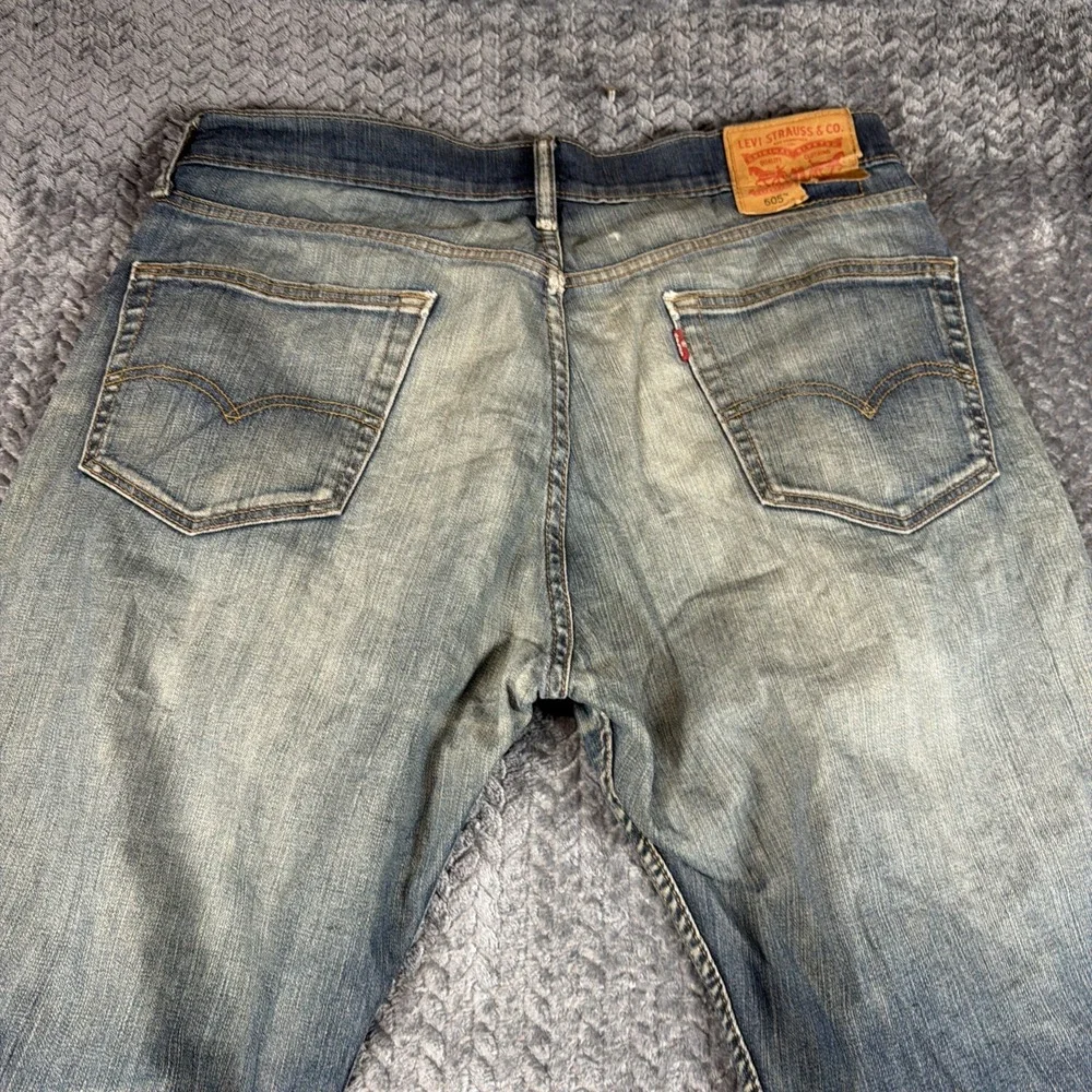 Levis 504 Jeans Adult 34x32 Blue Red Tab Denim Medium Wash Straight Distressed‎